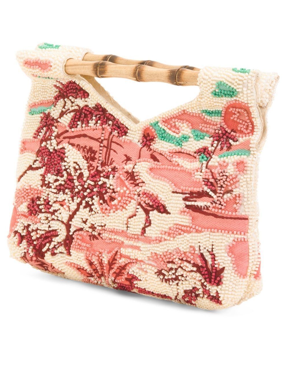 Viral Beaded Pink Flamingo Clutch with Bamboo Handle TJmaxx TikTok trend